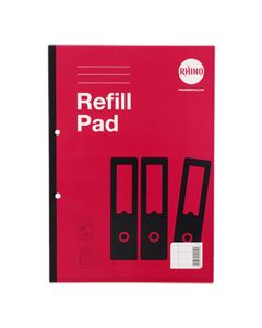 Rhino A4 Refill Pads 80 Pages 8mm Rul Margin Red - Pack of 6