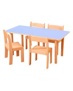 Rectangular Table With 4 Chairs - H460mm - Blue