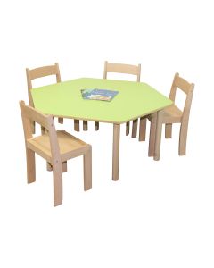 Hexagonal Table With 4 Chairs - H460mm - Green