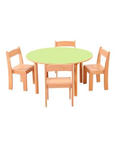 Round Table With 4 Chairs - H460mm - Green