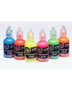 Marbling Ink 25ml Assorted Fluorescent Colours - Pack of 6