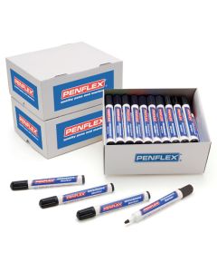 Penflex Whiteboard Markers - Black. Pack of 50