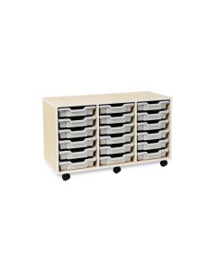Pebble 18 shallow Tray Unit White With Grey Drawers