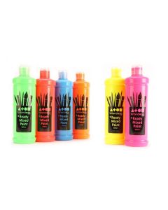 Ready Mixed Paint 600ml Flourescent Assorted - Pack of 6
