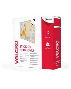 VELCRO Stick on Tape - Hook Only - 20mm x 10m - White
