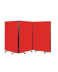 Busyscreen Tripe Safety Partition 1825 x 1200mm Black Trim Woven Red
