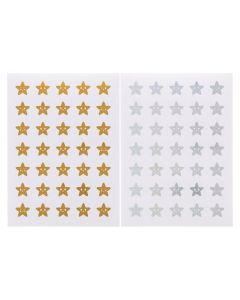 Gold and Silver Star Stickers 24mm