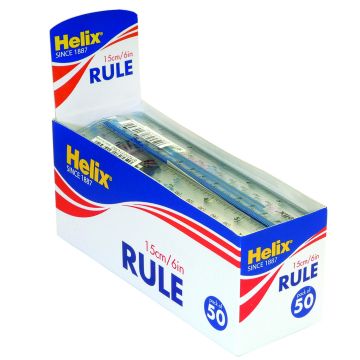 Helix Rulers Shatter Resistent 6in/15cm - Clear - Pack of 50
