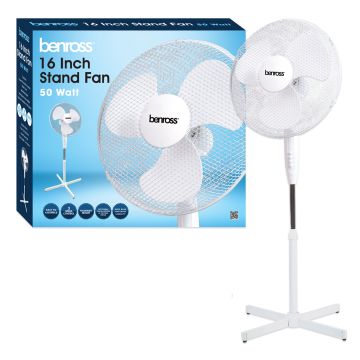 White Pedestal Fan 16"