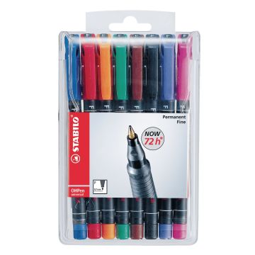 Stabilo OHP Marker Pens Assorted Fine Tip - Pack of 8