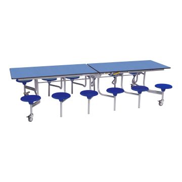 Secondary Rectangular 12 Seater Dining Tables - Blue Seat/Blue Top