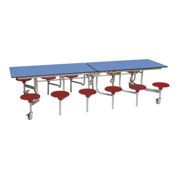 Primary Rectangular 12 Seater Tables -  Blue Top/Red Seat