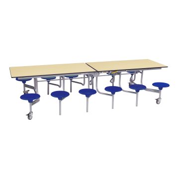 Primary Rectangular 12 Seater Tables -  Maple Top/Blue Seat