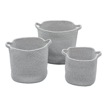 Edison Round Cotton Rope Storage Baskets - Set of 3