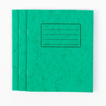 8" x 6.5" Exercise Book 48 Page- 7mm Squared- Green- Pk 100
