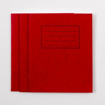 8" x 6.5" Exercise Book 48P- 8mm Ruled With Margin Red Pk100