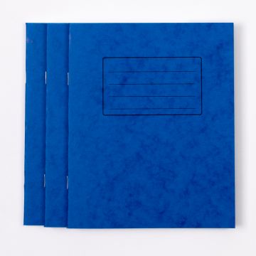 8" x 6.5" Exercise Book 64- 8mm Ruled/Margin- Blue - Pk 100