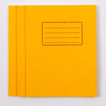 9"x7" Exercise Book 48 Page- 8mm Ruled/Margin-Yellow- Pk 100