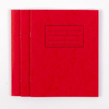 9"x7" Exercise Book 48 Page- 10mm Squared- Red - Pack of 100