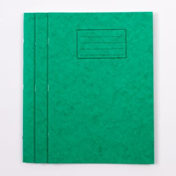 A4 Exercise Book 32 Page- Plain/8mm Ruled- Green - Pk 100