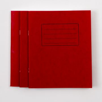 8" x 6.5" Exercise Book 80P- 8mm Ruled With Margin Red Pk100