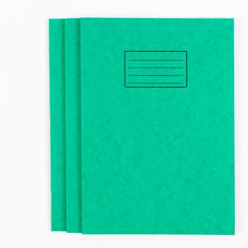 A4+ Exercise Book 80 Page- 8mm Ruled/Margin- Green- PK 50