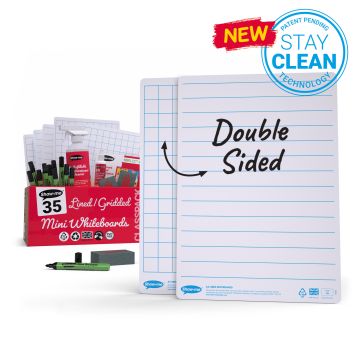 Classpack 35 A4 Lined/Gridded Double Sided Whiteboards Set