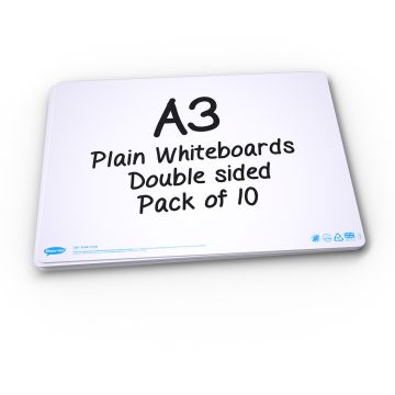 Show-me A3 Plain/Plain Drywipe Boards Pack of 10