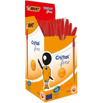 BIC Cristal Fine Ballpoint Pen - Red - Pack of 50