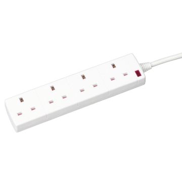 White Four-Way Extension Lead - 2m