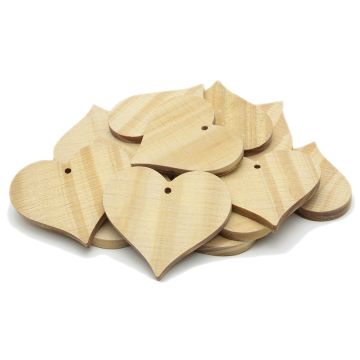 Wooden Heart Ornaments - Pack of 20