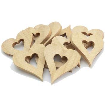Wooden Heart Embellishments - Pack of 20