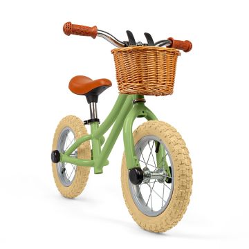 BIGJIGS Toys Green Balance Bike with Basket