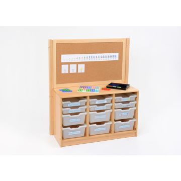 RS 3 Bay A4 6 Deep/6 Shallow Clear Tray Unit With Cork/Drywipe Board