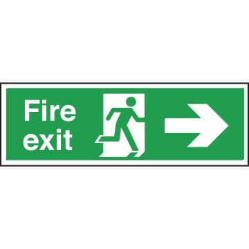 Safety Signs - Fire Exit Right Arrow - 150 x 450mm PVC