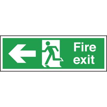 Safety Signs - Fire Exit Left Arrow - 150 x 450mm PVC