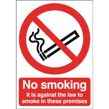 Safety Signs - No Smoking - 210 x 148mm S/A
