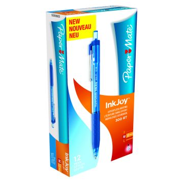 Paper Mate Inkjoy 300 Retractable Medium - Blue - Pack of 12