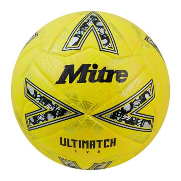 Mitre Ultimatch Evo - Yellow - Size 5 - Pack of 12 with Bag