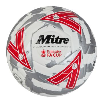 Mitre FA Cup 24/25 Match Football- White/Silver/Red- Size 5