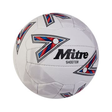 Mitre Shooter Match Netball - White/Red/Blue - Size 5