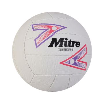 Mitre Intercept Match Netball - White/Purple/Pink - Size 5
