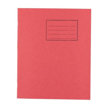 Exercise Books 8 x 6.5in 48 Page 15mm Feint - Red - Pack of 100