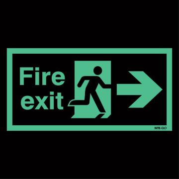 Fire Exit Niteglo Sign Right 150 x 450mm S/A