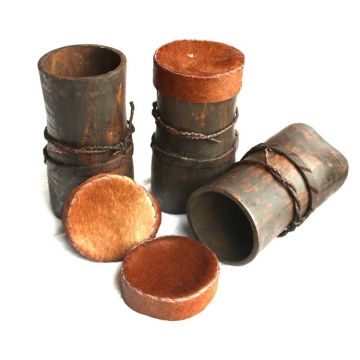 Wooden Pot With Skin Lid