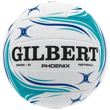 Gilbert Phoenix Match Netball - White/Teal - Size 5