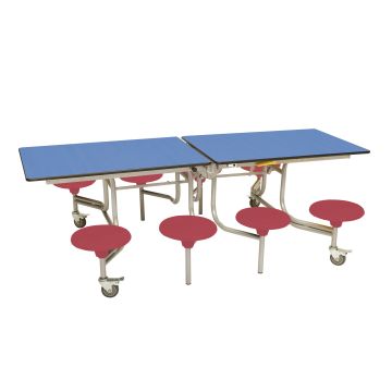 Secondary Rectangular 8 Seat Table Blue Top Wine Seat