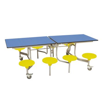 Secondary Rectangular 8 Seat Table Blue Top Yellow Seat
