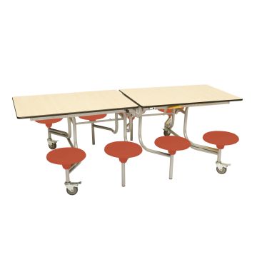 Secondary Rectangular 8 Seat Table Maple Top Red Seat