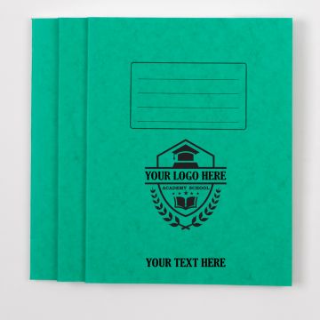  8" x 6.5" Exercise Book 48p - 15mm Ruled- Green - Pk 100
